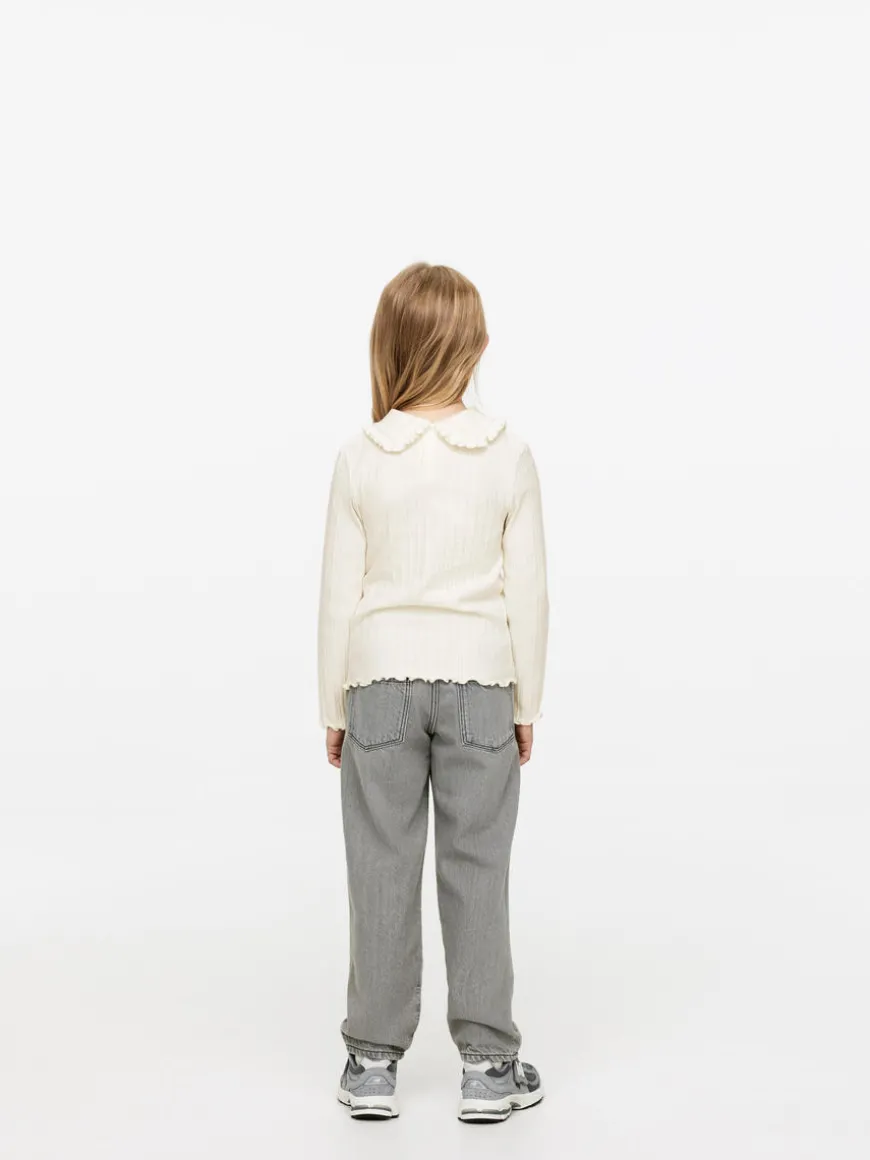 Frill Collar Pointelle Top