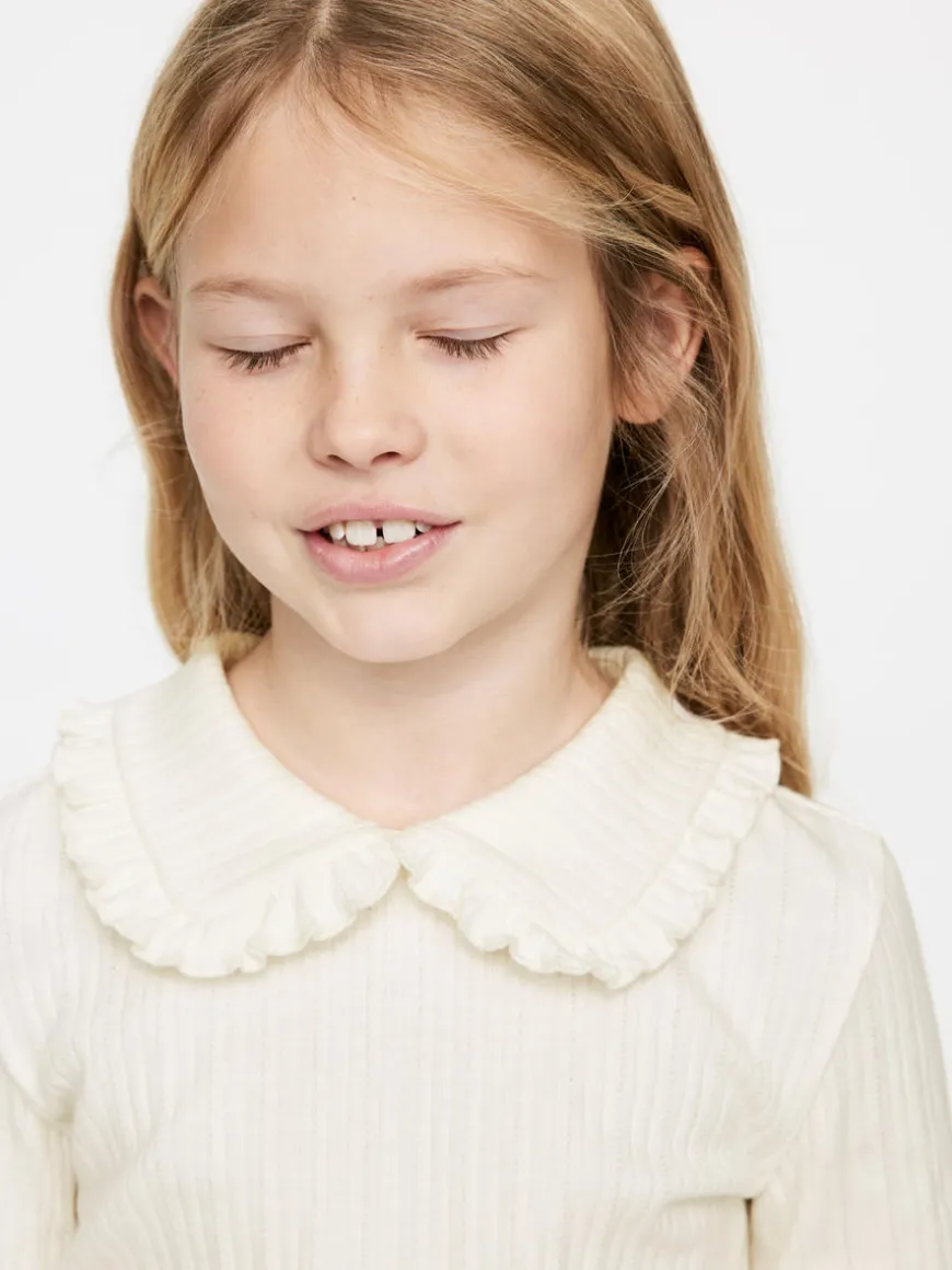 Frill Collar Pointelle Top