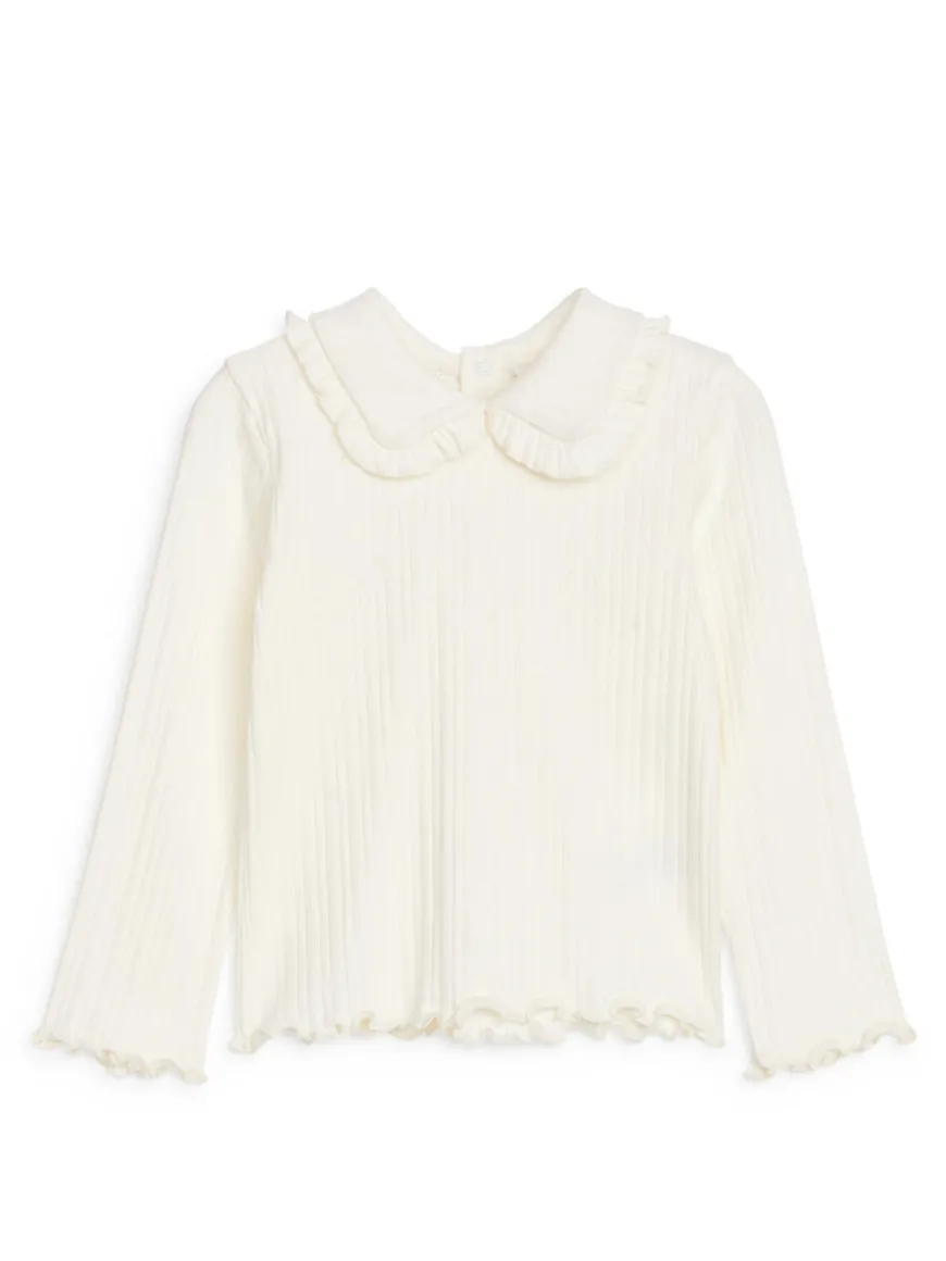 Frill Collar Pointelle Top