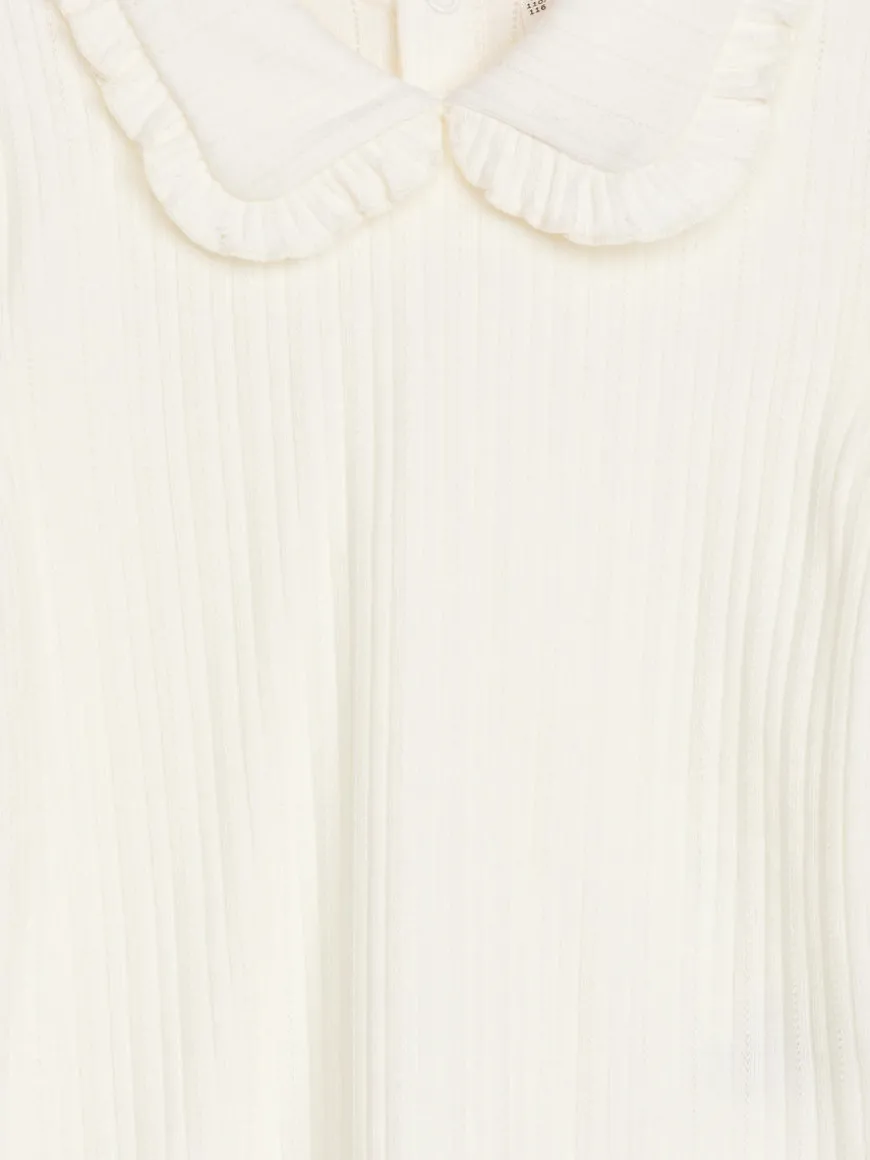 Frill Collar Pointelle Top