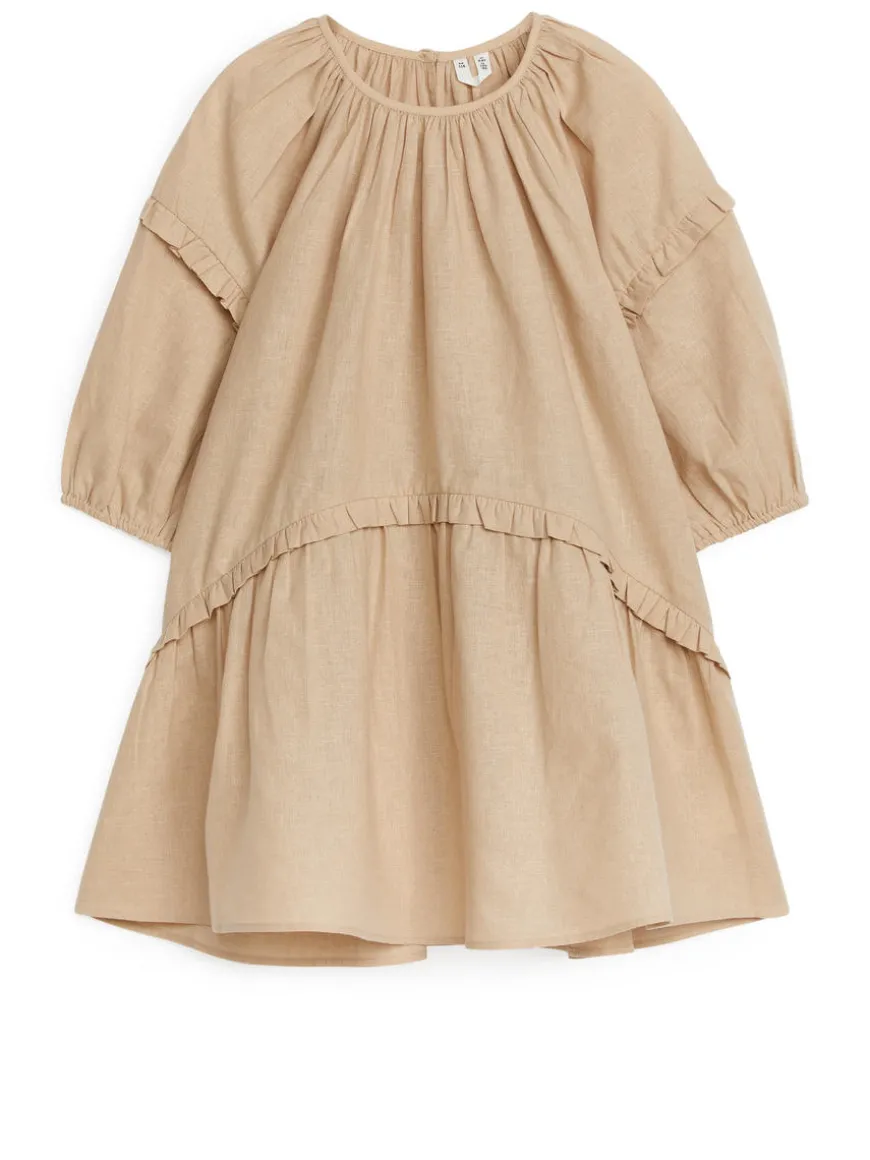 Frill Linen Blend Dress