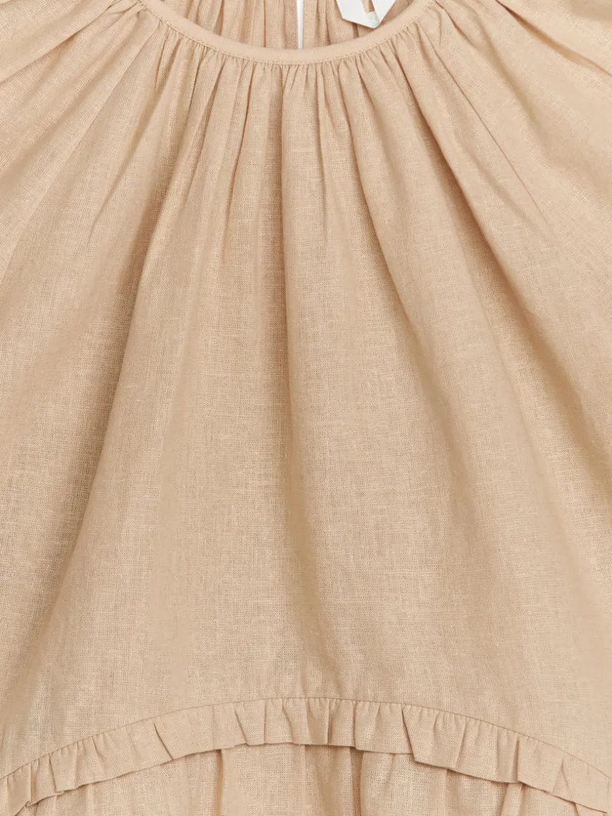Frill Linen Blend Dress