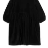 Gathered Velour Dress