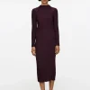 Mock-Neck Plissé Dress