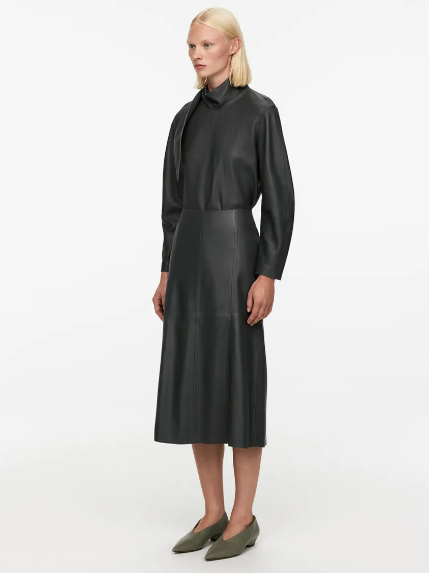 Panel Leather Skirt