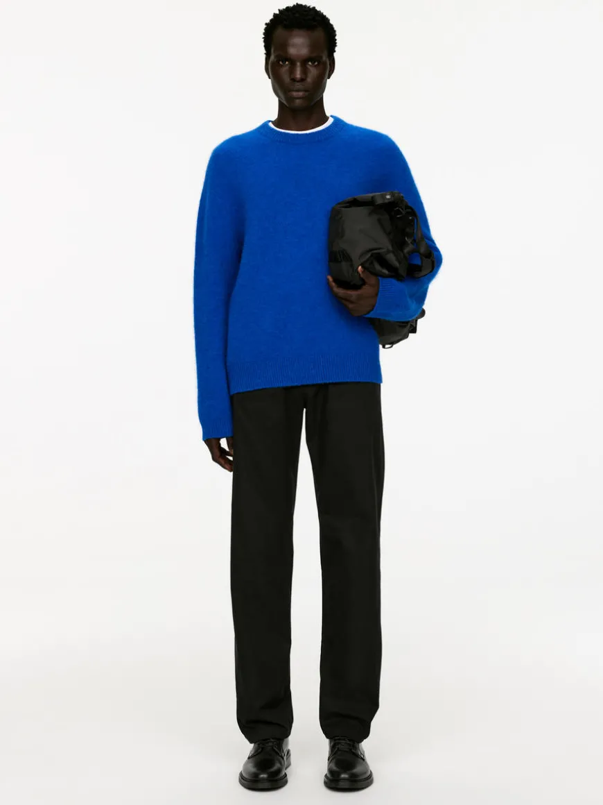 Straight Cotton Blend Trousers