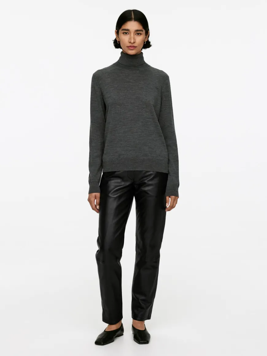 Straight Leather Trousers