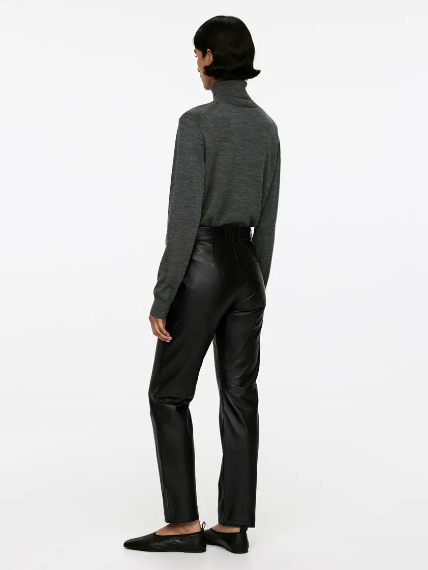 Straight Leather Trousers