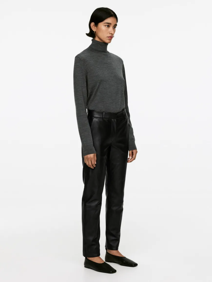 Straight Leather Trousers