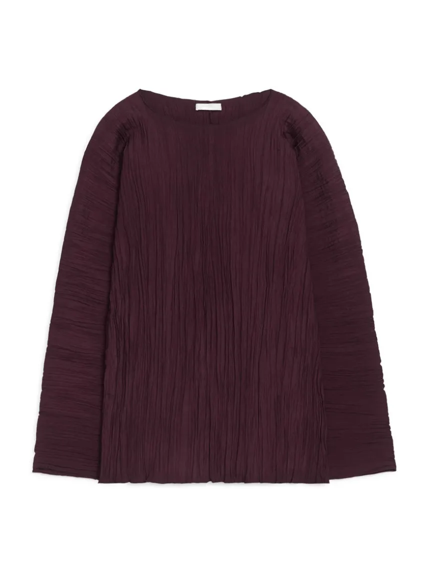 Volume-Sleeve Plissé Top